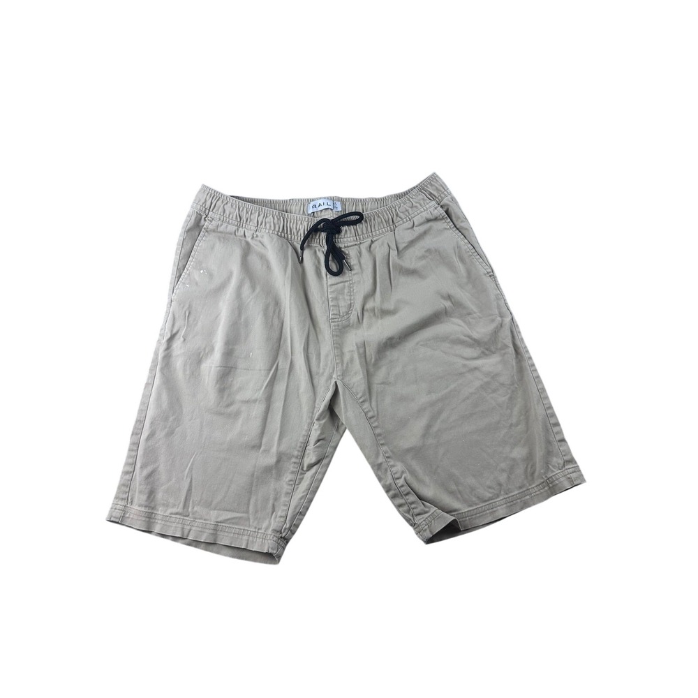 RAIL Chino Shorts Men 34 Tan Regular Fit Drawstring Stretch Summer Practical